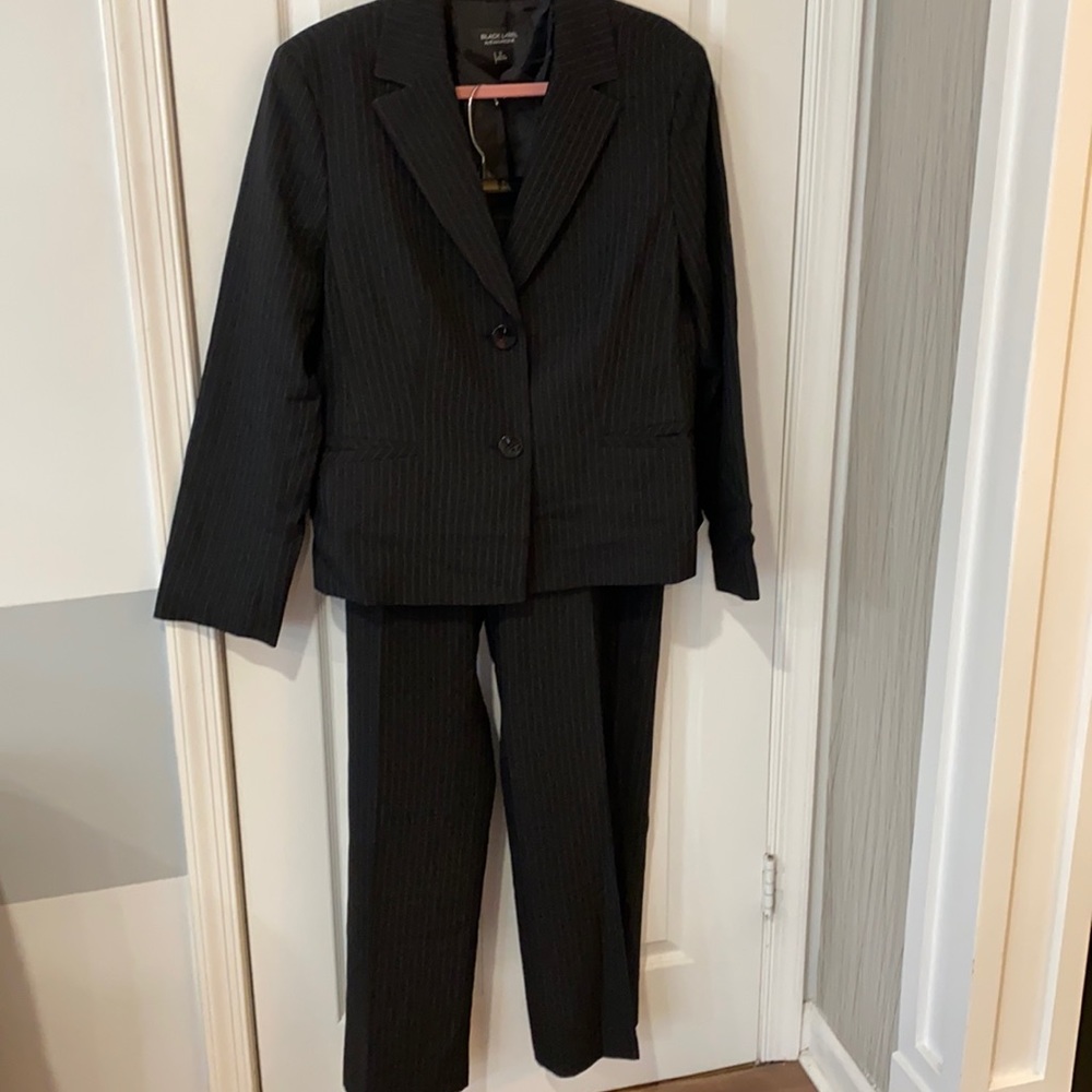Black pin stripe suit